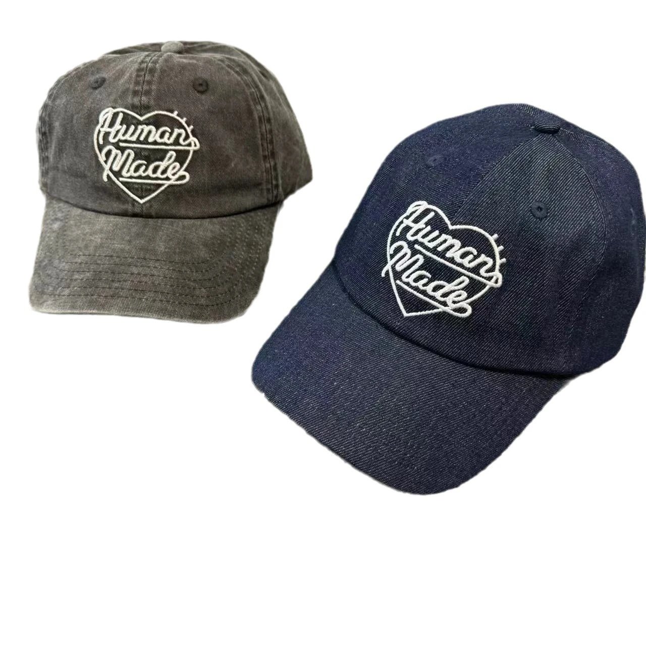 Human Made Heart Logo Denim Baseball Cap Navy Hats - 6