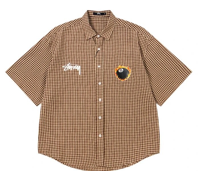 Stussy Brown Gingham Short Sleeve Shirt