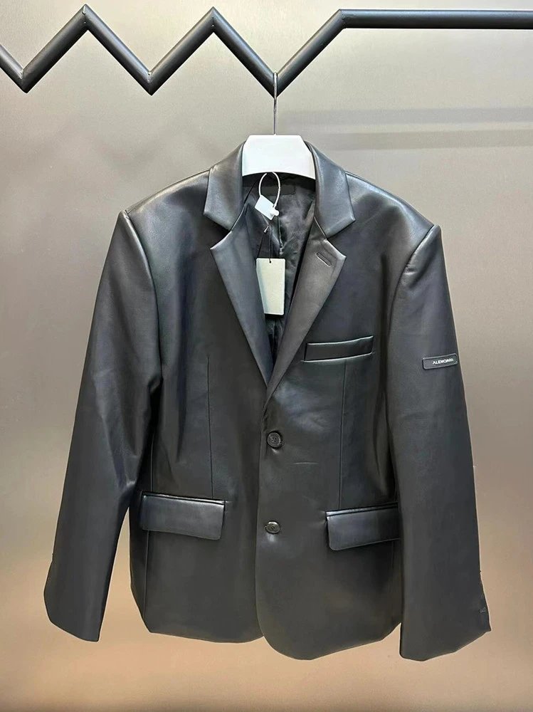 ALEXANDER MCQUEEN Leather Blazer Black Outerwear