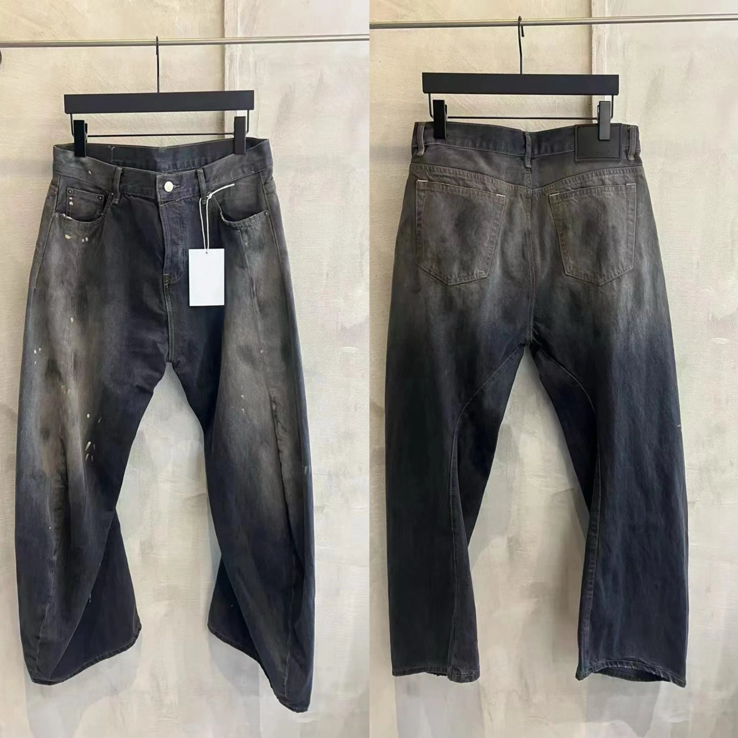 Rick Owens DRKSHDW Distressed Black Wide-Leg Jeans