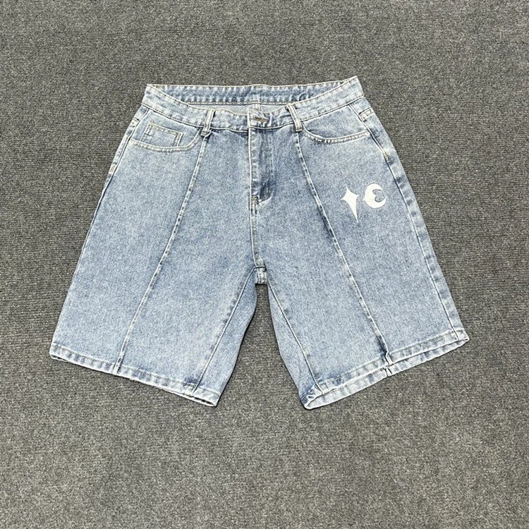 Corteiz Embroidered Five-Pointed Star Denim Shorts photo 8