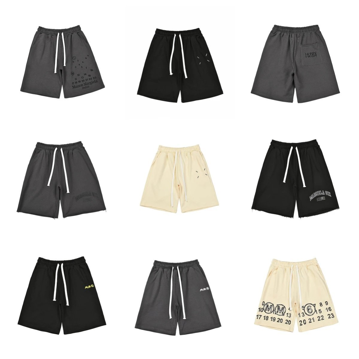Maison Margiela Logo Print Grey Black Beige Casual Shorts