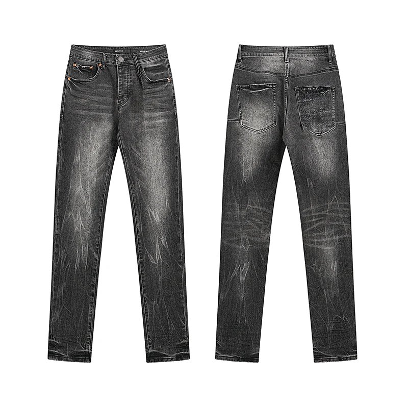 Purple Jeans Ink-Splashed American Street Style Ripped Elastic Slim-Fit Flared Skinny Trousers photo 8