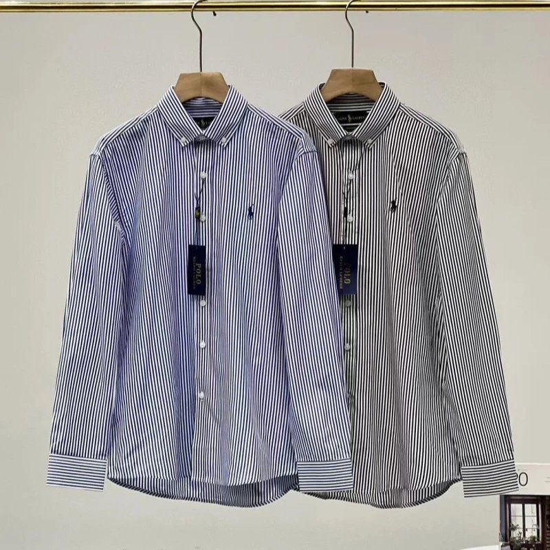 Ralph Lauren Blue and White Striped Long Sleeve Shirt