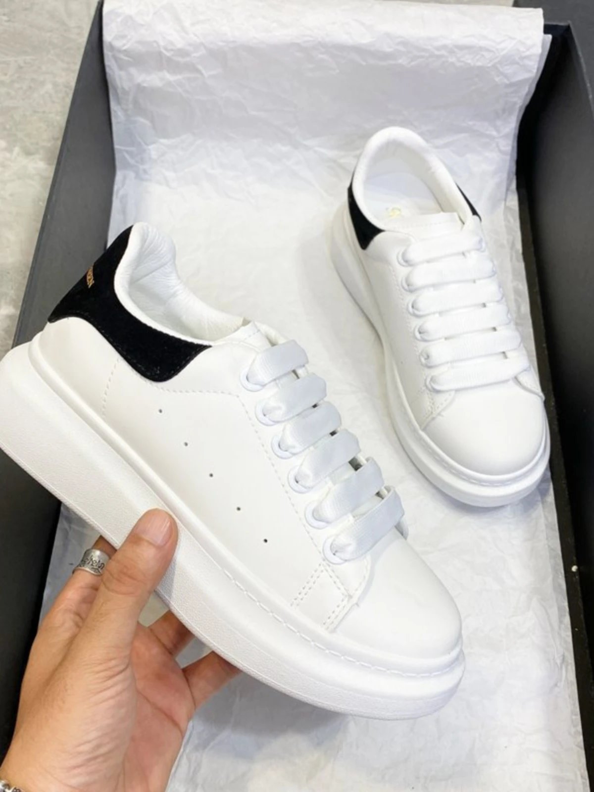 Alexander McQueen Oversized White Pink Platform Sneakers