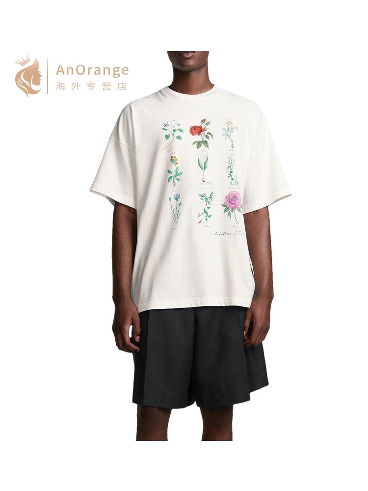 AnOrange Botanical Print Off White Oversized T-Shirt