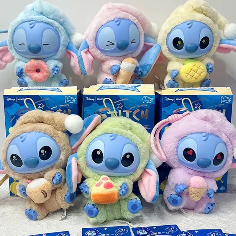 Disney Stitch Plush Toy Blue Pastel Color Cute Hooded Style