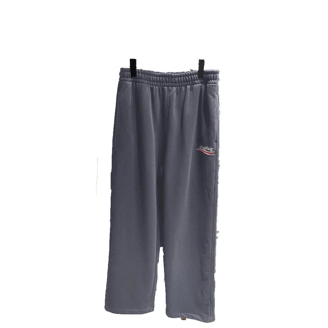Balenciaga Track Pants Grey Logo Embroidered Sweatpants