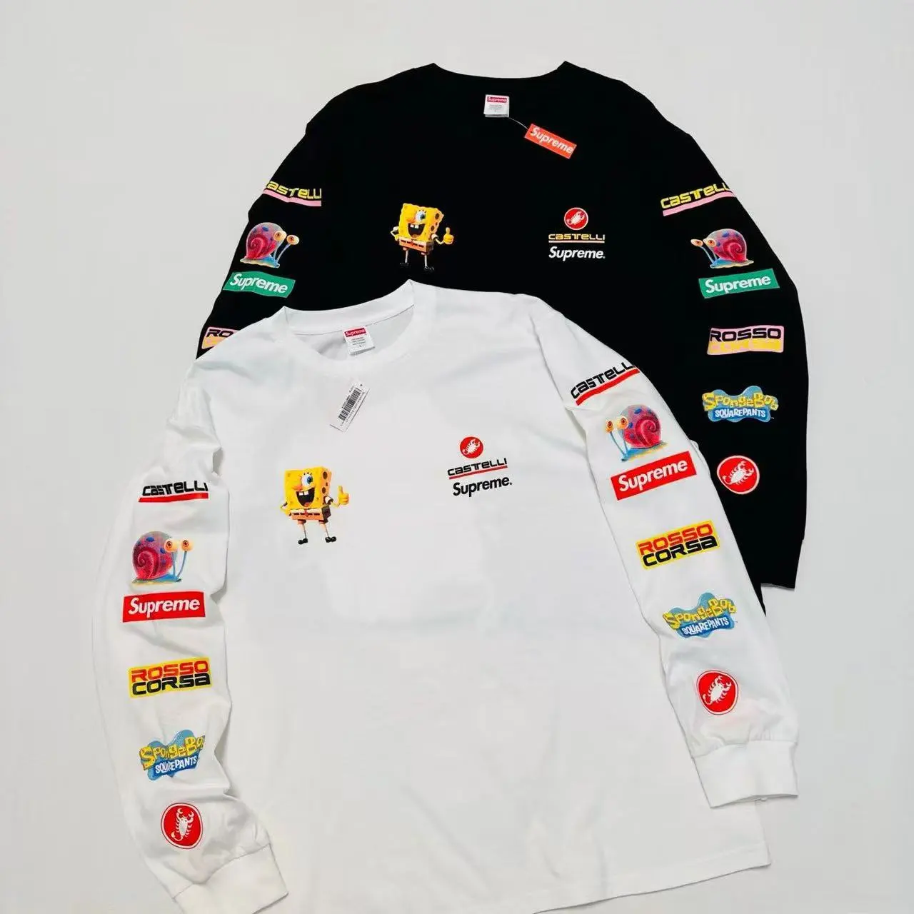 Supreme SpongeBob Long Sleeve Tee White/Black