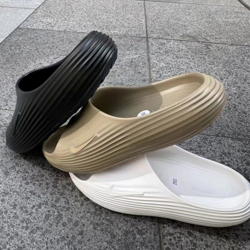 Nike Foamposite Beige Black White Chunky Slide Sandals