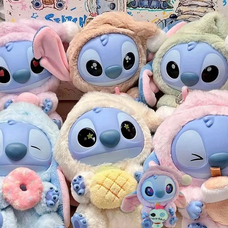 Disney Stitch Plush Toy Blue Pastel Color Cute Hooded Style