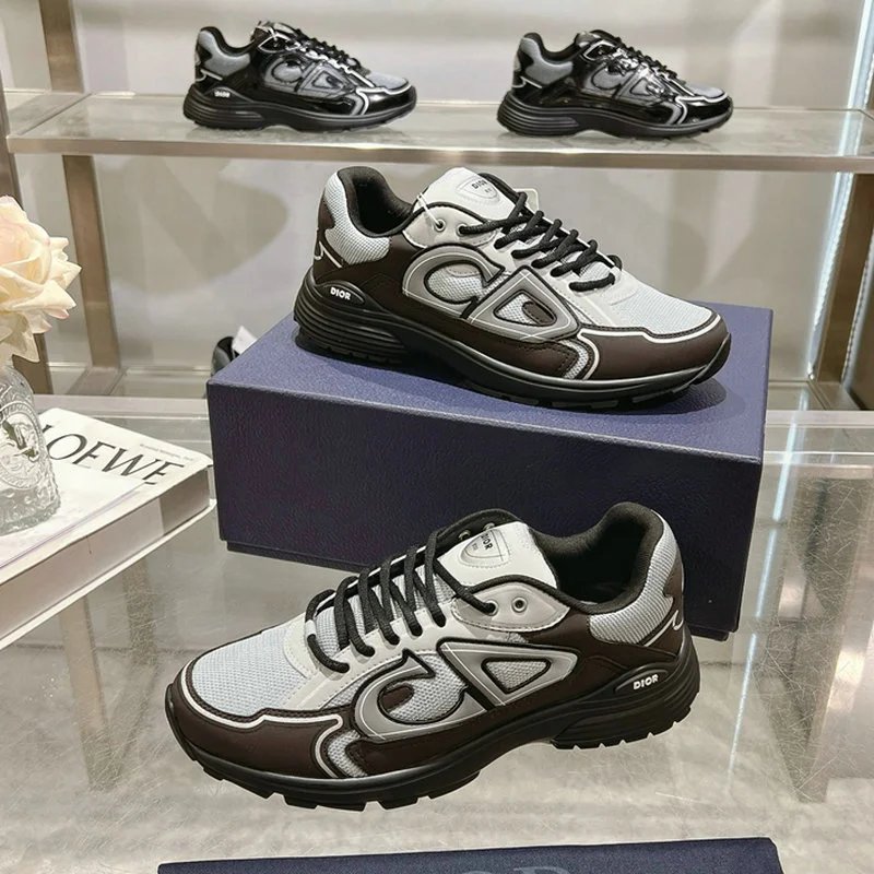 Dior B23 White Silver Logo Sneakers