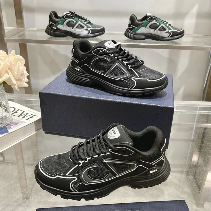 Dior B23 White Silver Logo Sneakers