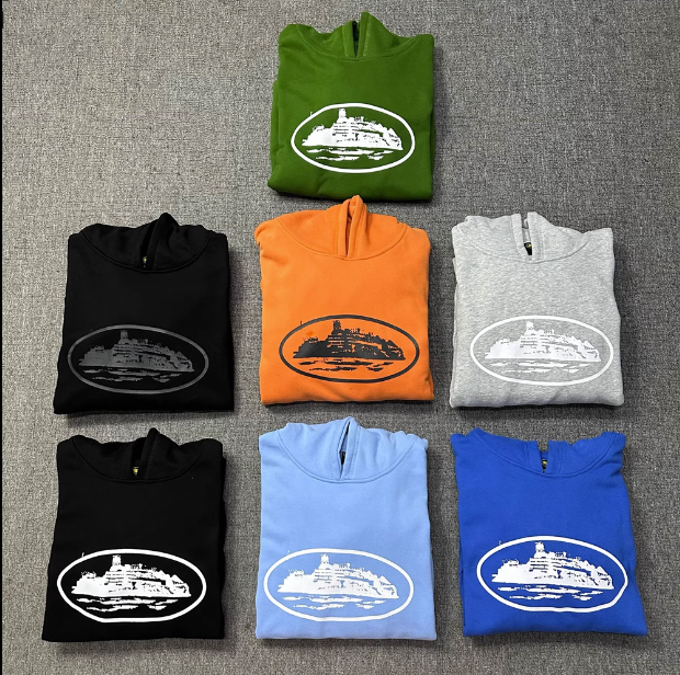Oval Logo Hooded Sweatshirt Set Black Casual Tracksuit