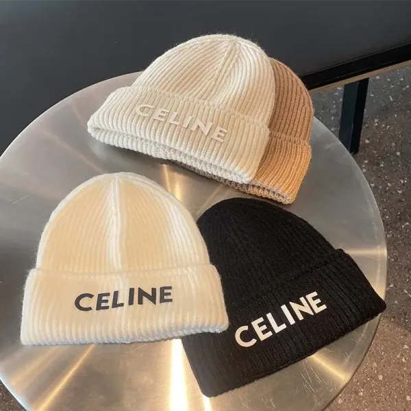 Celine Logo Knit Beanie Black - 4
