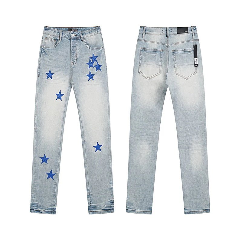 AMIR1 Washed Distressed Embroidered Slim Fit Jeans photo 3