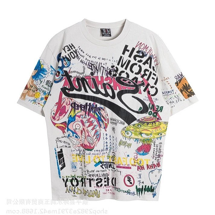 Saint Laurent Graphic Print Black Oversized T Shirt