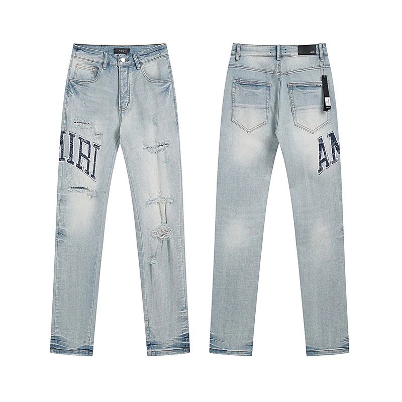 AMIR1 Washed Distressed Embroidered Slim Fit Jeans photo 5