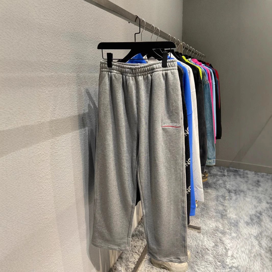 Balenciaga Track Pants Grey Logo Embroidered Sweatpants