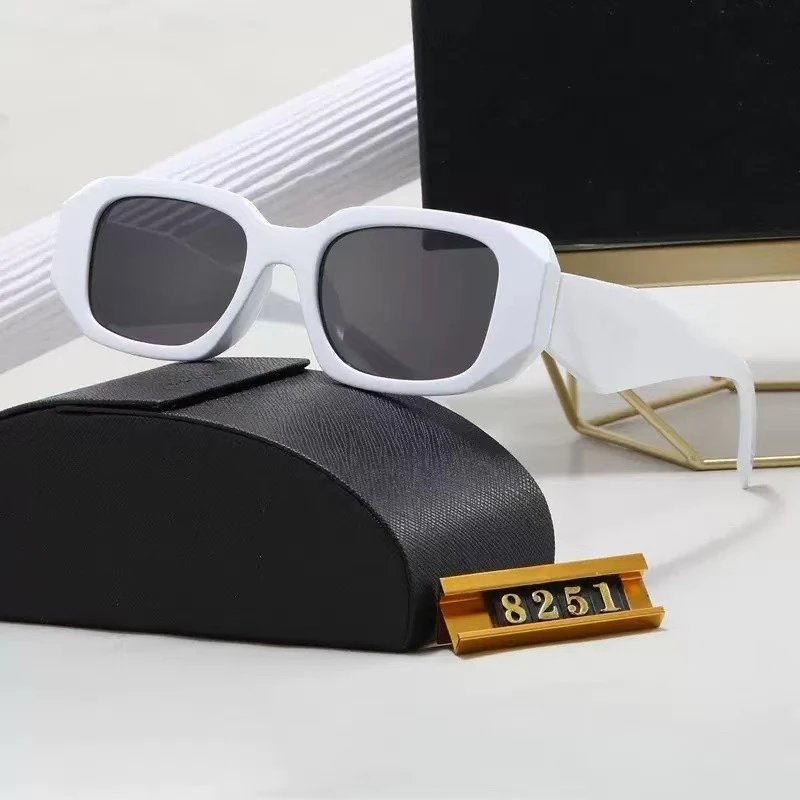 White Rectangle Sunglasses with Black Case