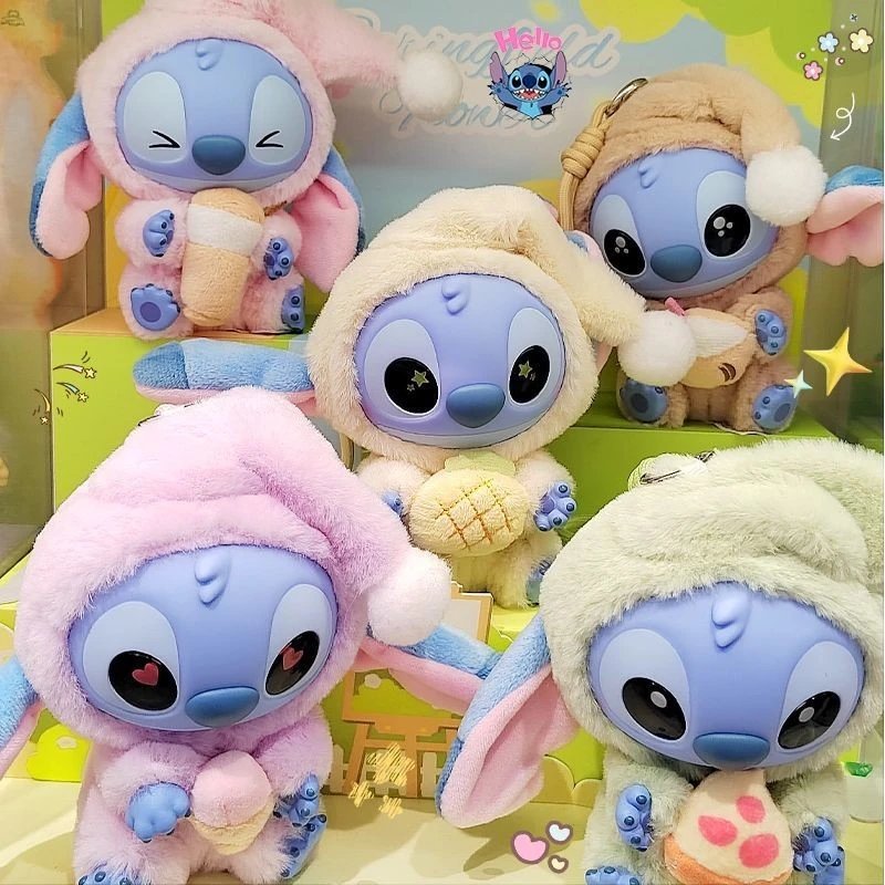 Disney Stitch Plush Toy Blue Pastel Color Cute Hooded Style