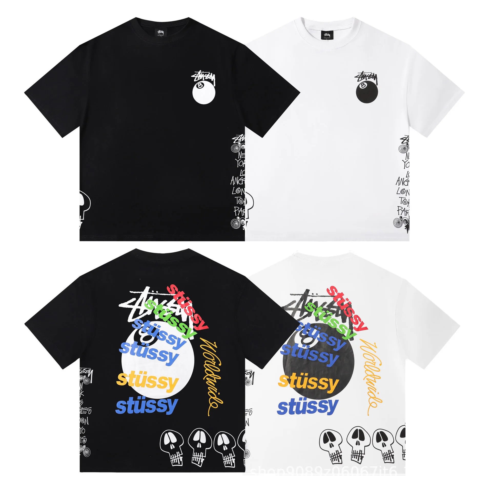 Stussy Skateboard Purple Black White Graphic T-Shirt