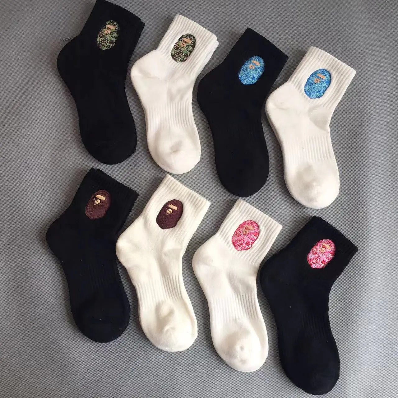 A Bathing Ape Black and White Crew Socks
