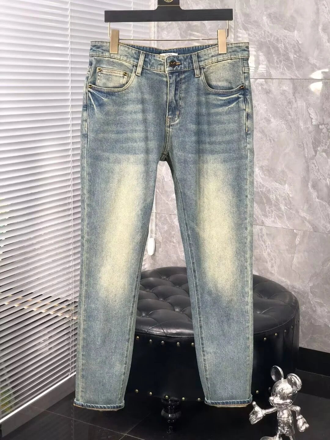 Fendi Little Monster Embroidered Light-Colored Jeans photo 6