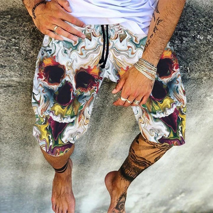 Printed Skull Shorts