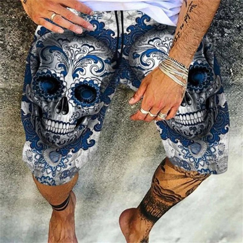 None Blue Skull Shor