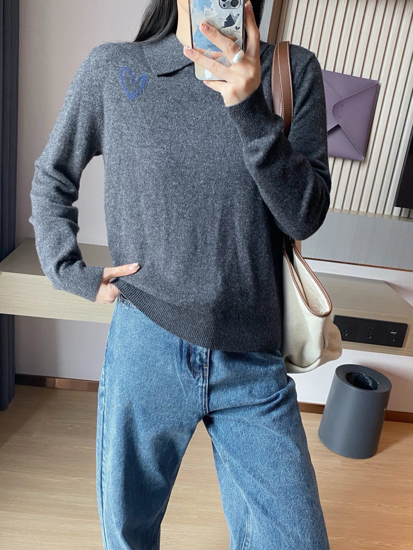 Cashmere Turtleneck Sweater Beige Classic Knit