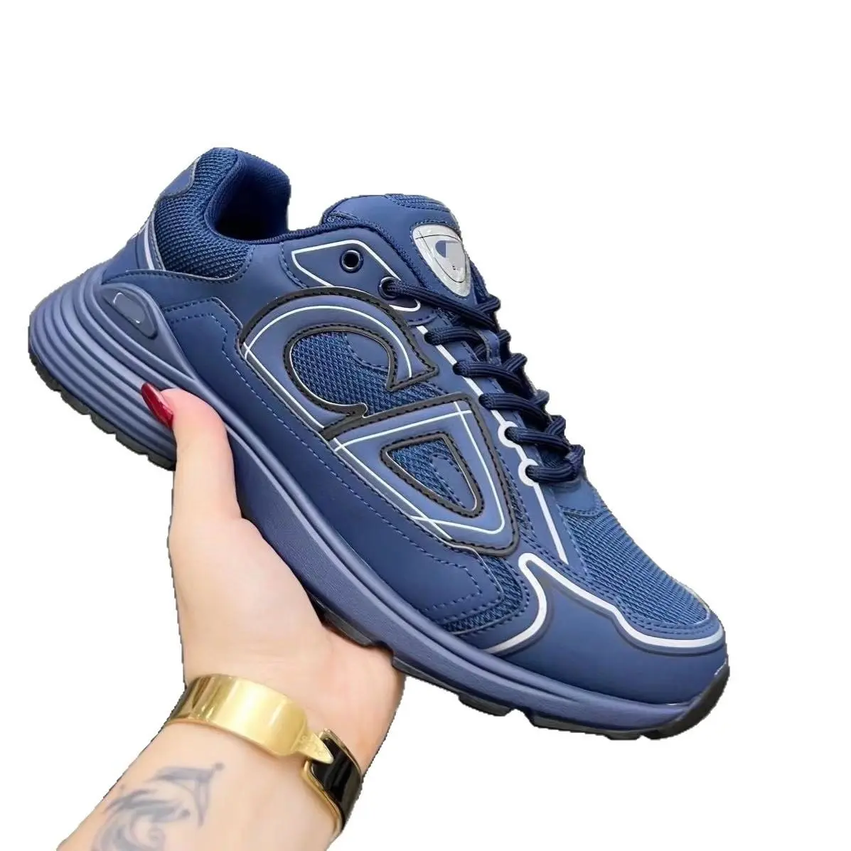 Blue Athletic Sneakers with Bold Design