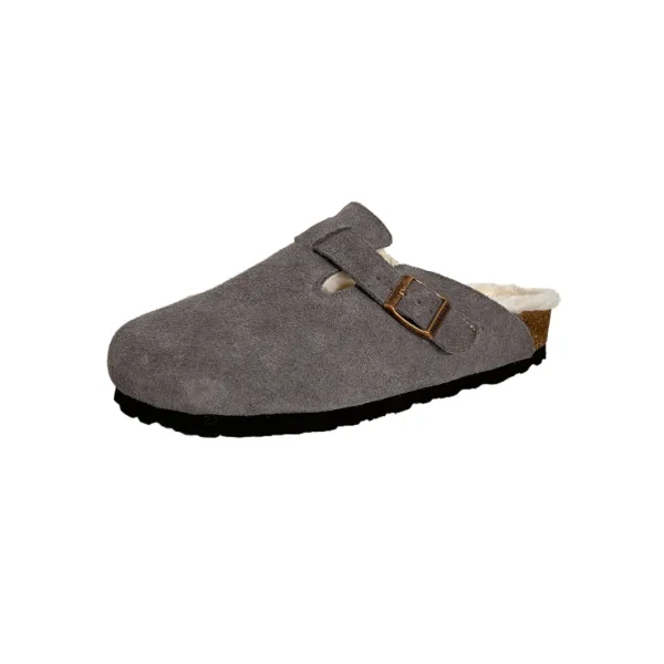 Birkenstock Boston Shearling-Lined Suede Beige Clog Slippers - 6