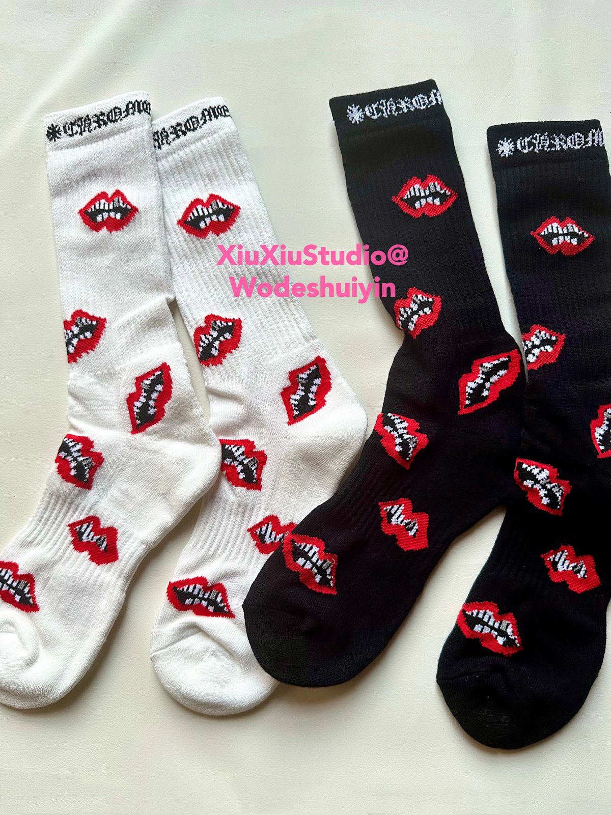 Design Stripe Crew Socks White Green Red Socks product detail 2 in Litbuy spreadsheet finds