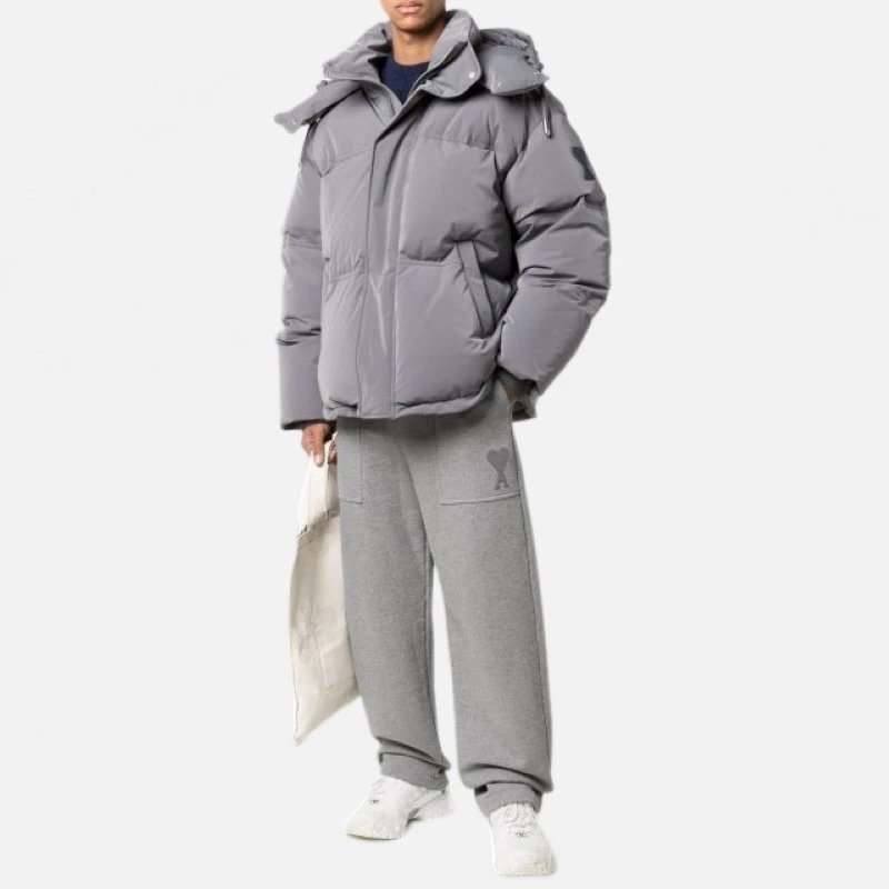 Ami hooded down jacket couple's coat unisex
