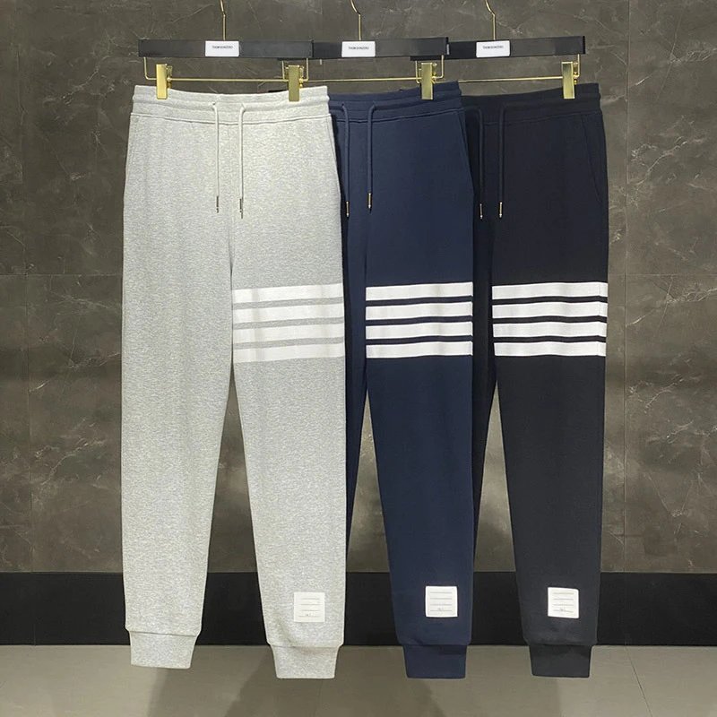 Thom Browne Classic Black Four Bar Stripe Jogger Pants