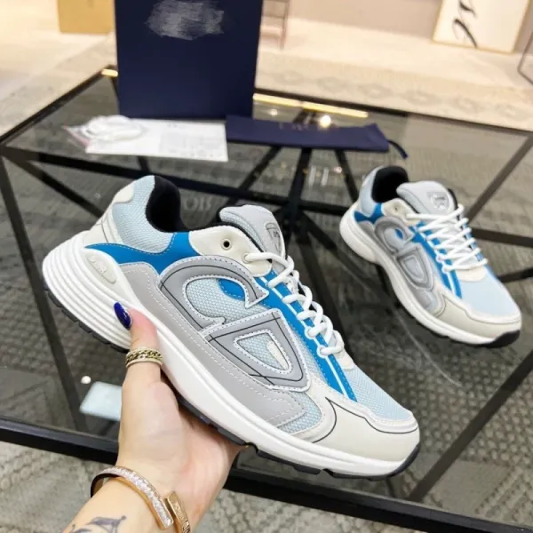 Dior B23 Low Blue and Gray Chunky Sneakers - 1