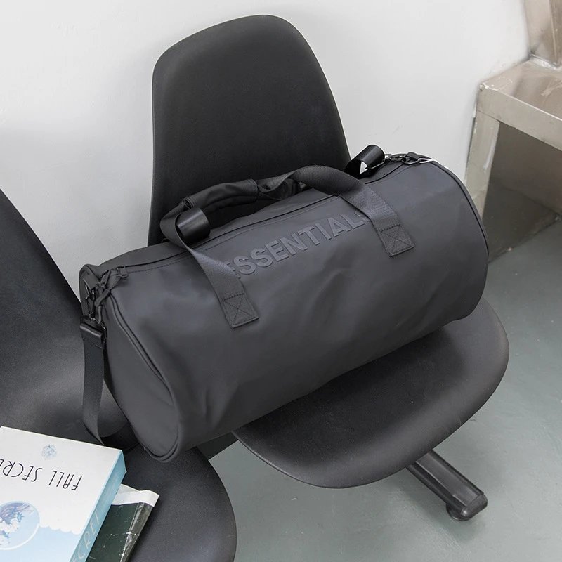 Essentials Black Duffel Bag Minimalist Gym Bag