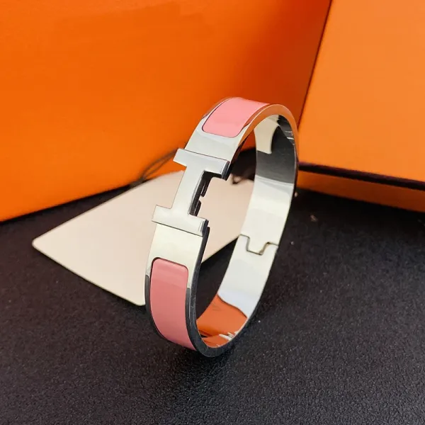 Hermès Clic H Bracelet Gold Blue Enamel Bangle Jewelry - 3