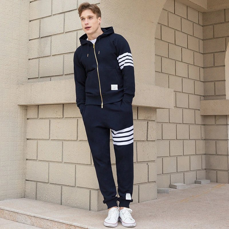 Thom Browne Classic Black Four Bar Stripe Jogger Pants