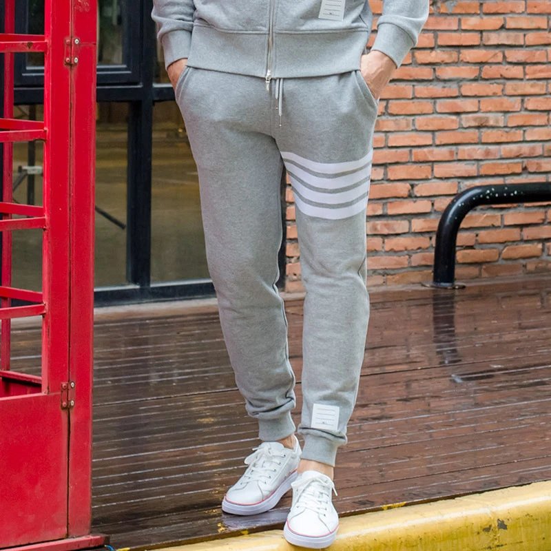 Thom Browne Classic Black Four Bar Stripe Jogger Pants