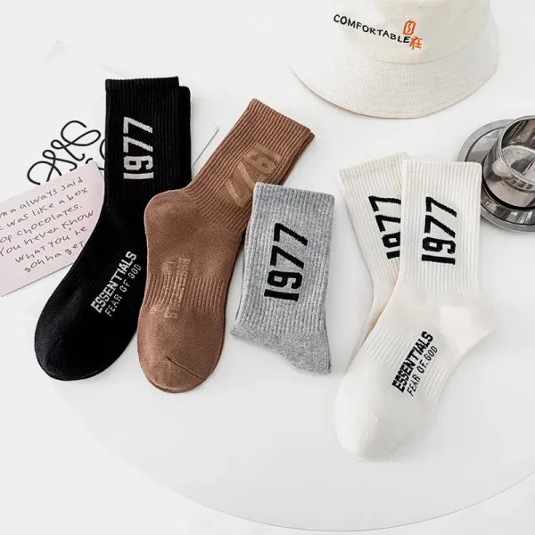 Design 1977 Ribbed Cotton Socks Brown - 5