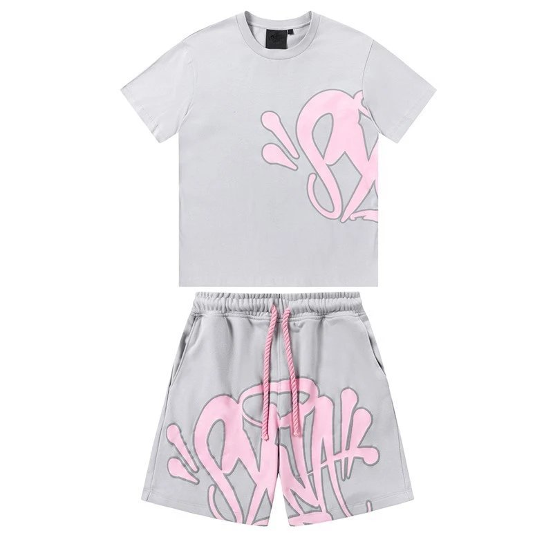 Pink Monkey Gray T-Shirt and Shorts Set