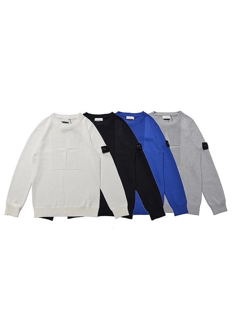 Stone Island White Ribbed Knit Sweater