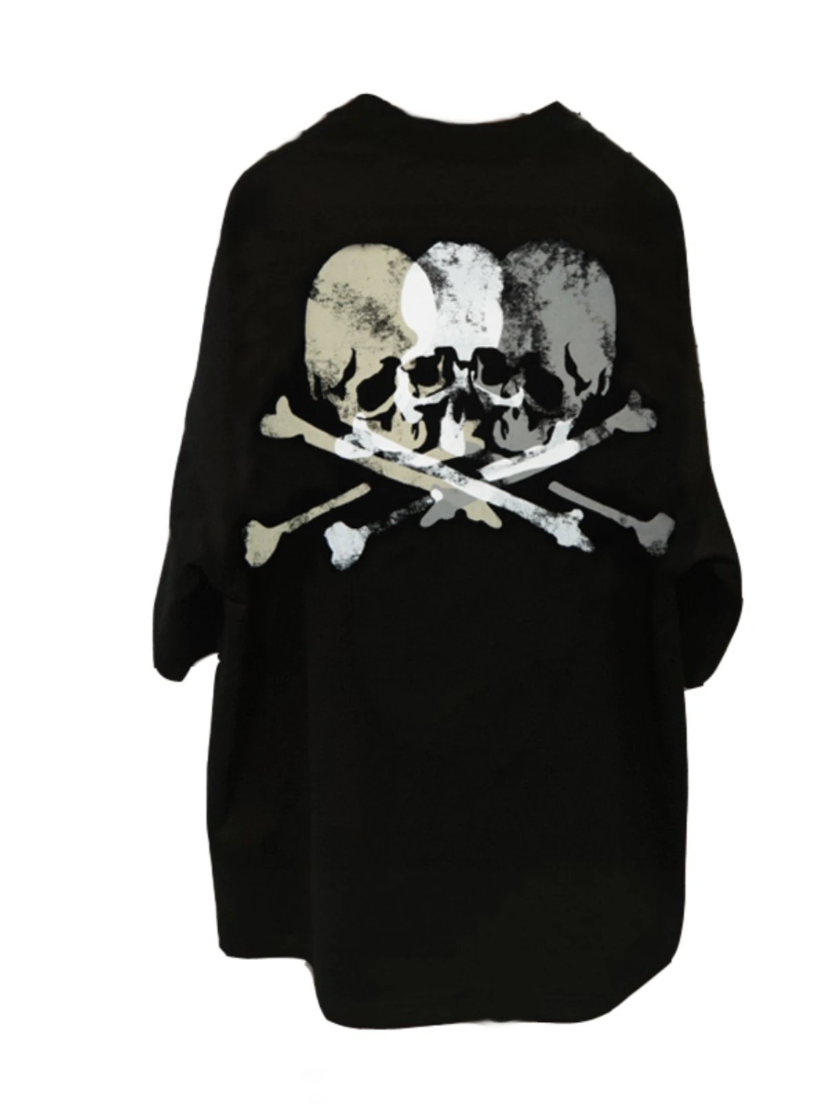 Black Oversized T-Shirt With Triple Skull And Crossbones Graphic