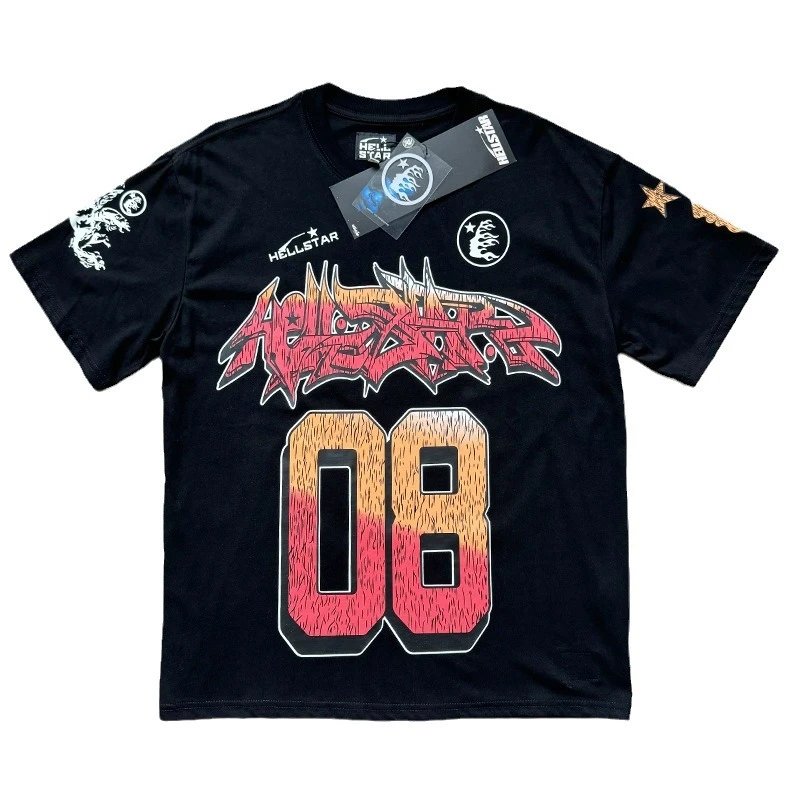 Hellstar Graphic Print Black White Off White Teal Streetwear T-Shirt