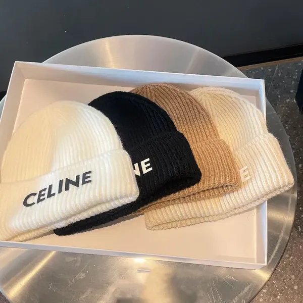 Celine Logo Knit Beanie Black - 2