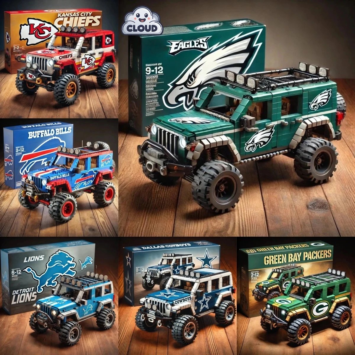 Building Block Gift Off-Road Vehicle Football Series Toy Model Educational Car X009 041410