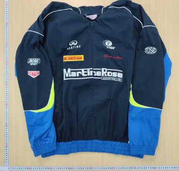 Martine Rose Colorblock Biker Jacket Navy - Gallery Image 6 - Detailed View