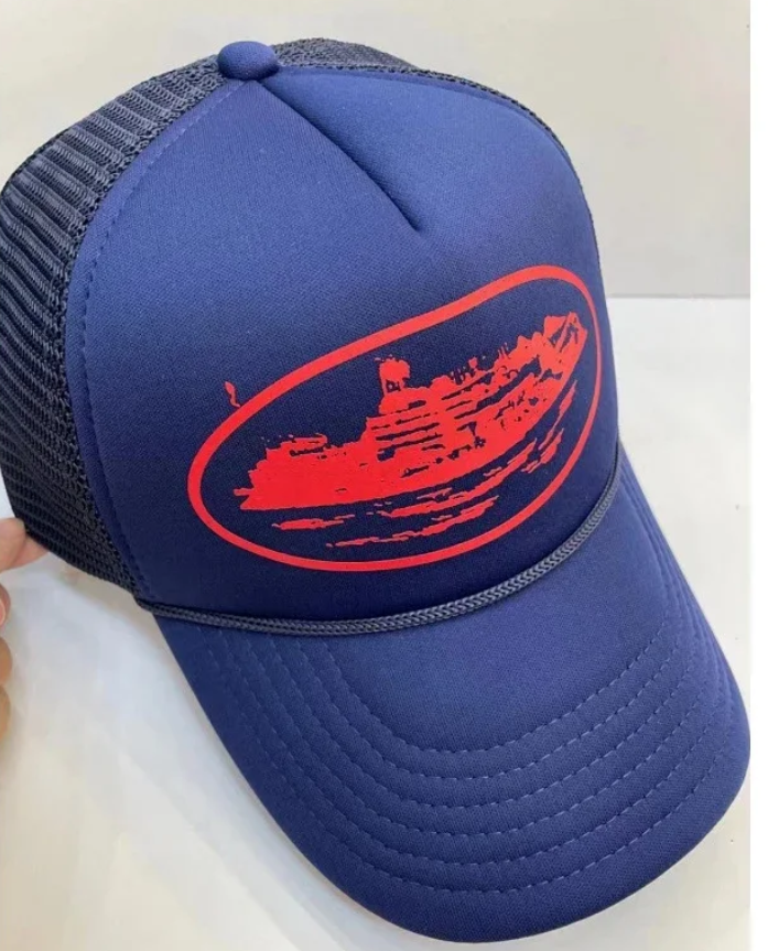 Vintage Mesh Trucker Hat Ship Print Emerald Green - Gallery Image 3 - Detailed View